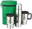 Double walled vacuum flask and travel mug